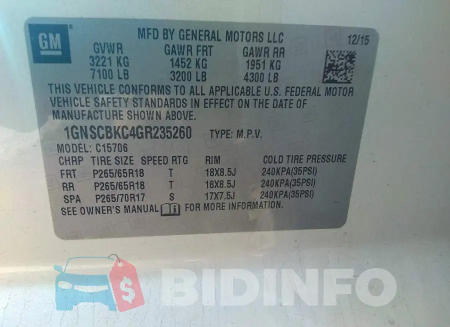 1GNSCBKC4GR235260 Photo# 9