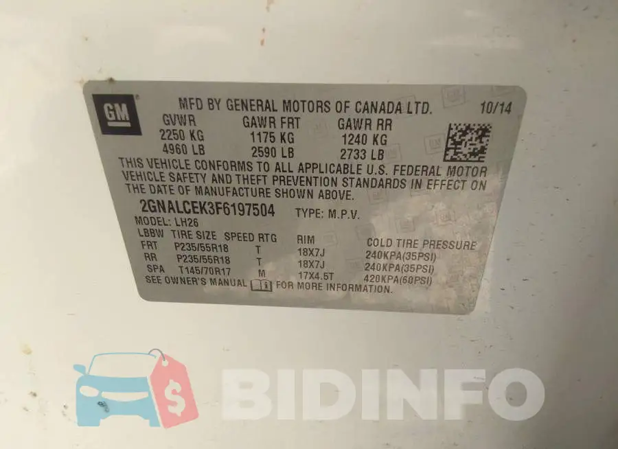 2GNALCEK3F6197504 Photo# 9
