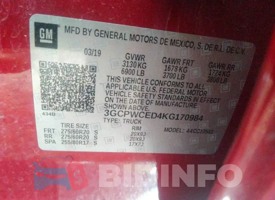 3GCPWCED4KG170984 Photo# 9