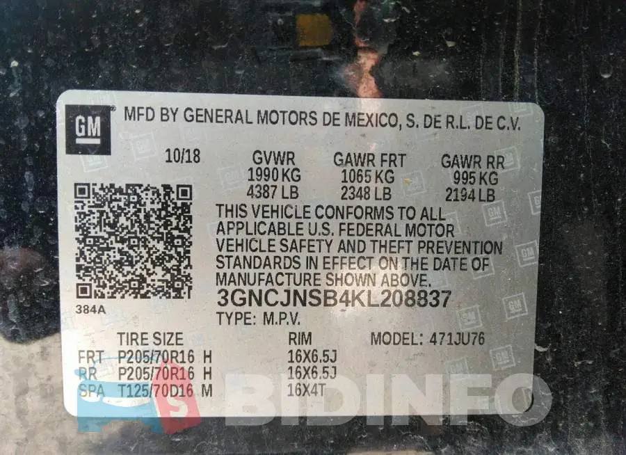 3GNCJNSB4KL208837 Photo# 9