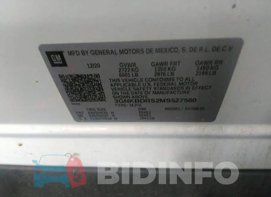 3GNKBDRS2MS527560 Photo# 9