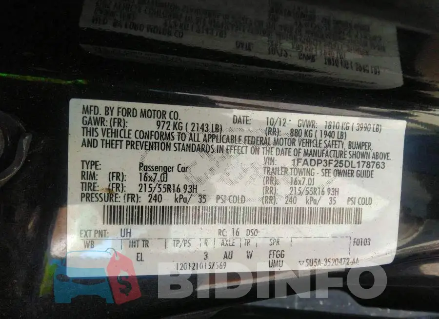 1FADP3F25DL178763 Photo# 9