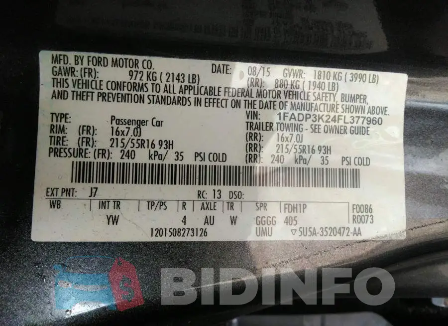1FADP3K24FL377960 Photo# 9