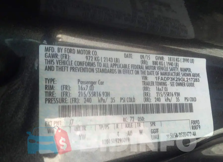 1FADP3K29GL217283 Photo# 9
