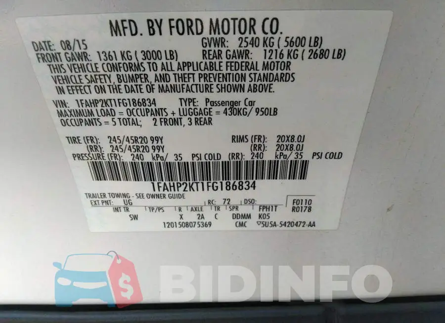 1FAHP2KT1FG186834 Photo# 9