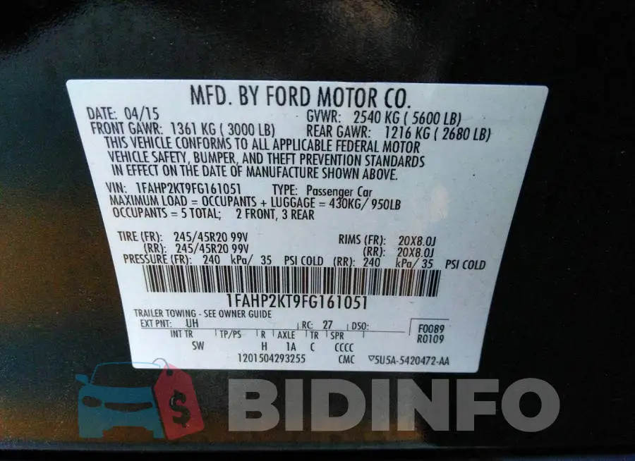 1FAHP2KT9FG161051 Photo# 9