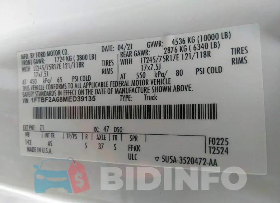 1FTBF2A68MED39135 Photo# 9