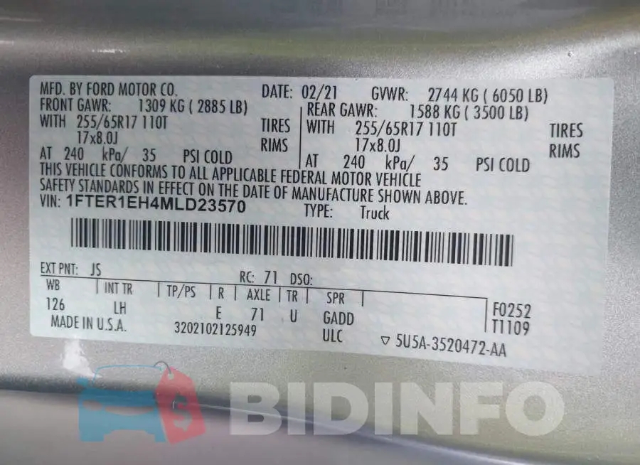 1FTER1EH4MLD23570 Photo# 9