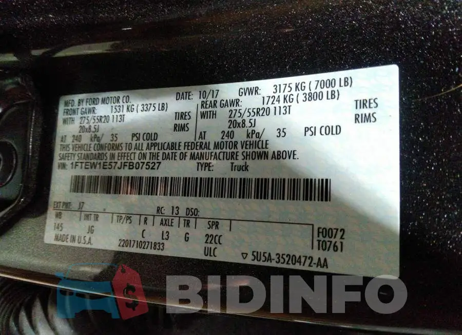 1FTEW1E57JFB07527 Photo# 9
