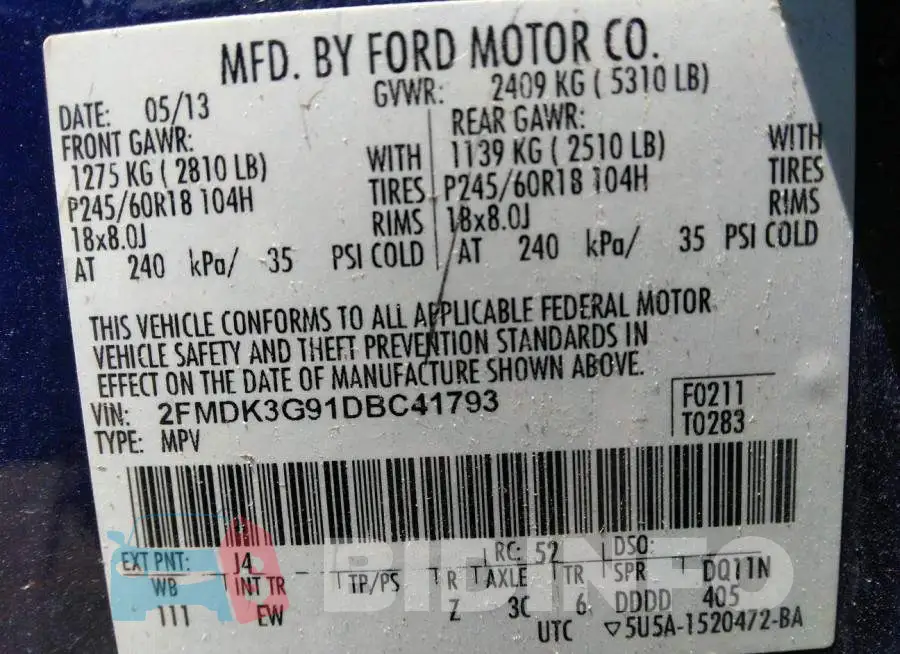 2FMDK3G91DBC41793 Photo# 9