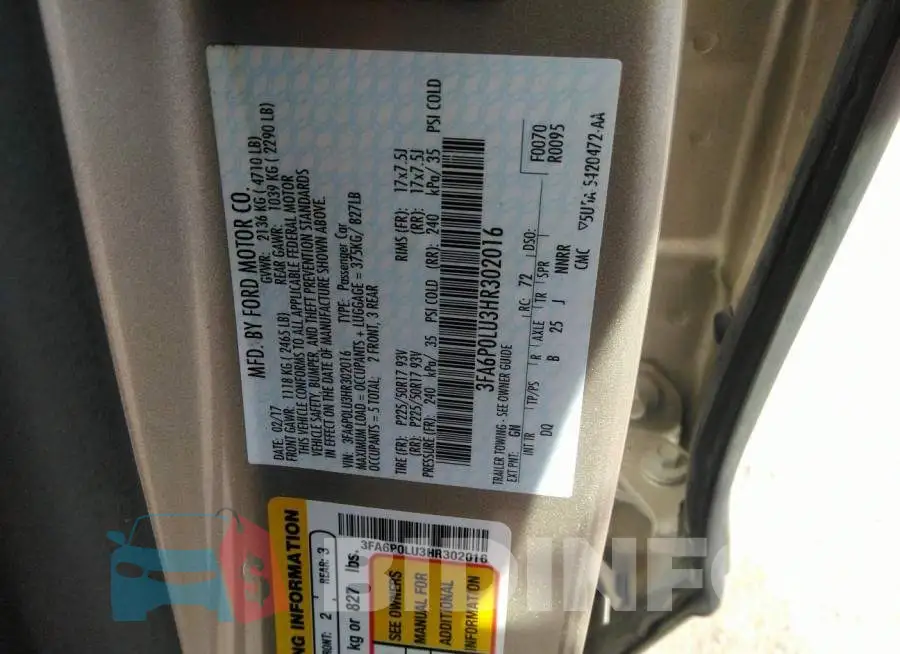 3FA6P0LU3HR302016 Photo# 9