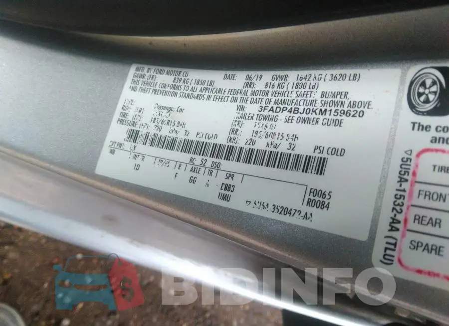 3FADP4BJ0KM159620 Photo# 9