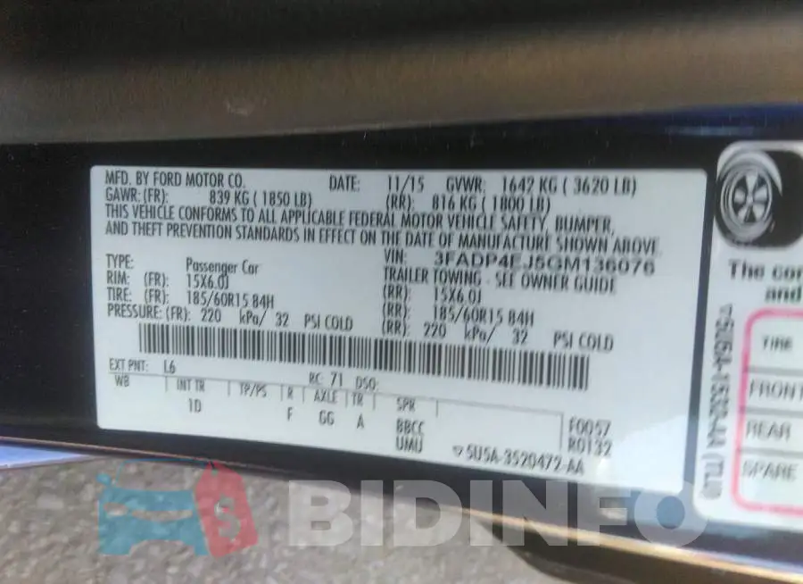 3FADP4EJ5GM136076 Photo# 9