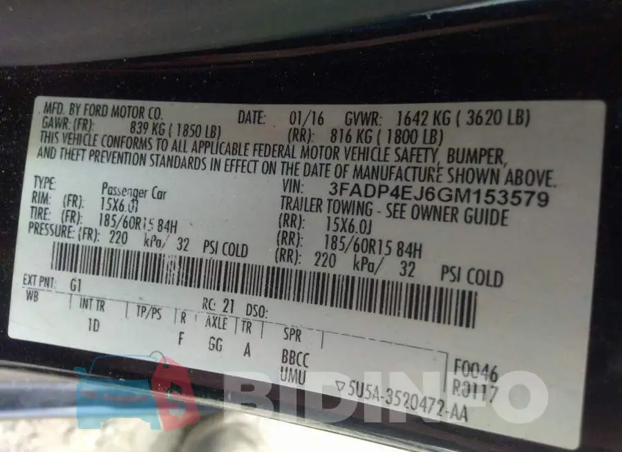 3FADP4EJ6GM153579 Photo# 9