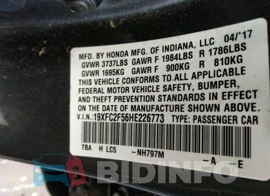 19XFC2F56HE226773 Photo# 9