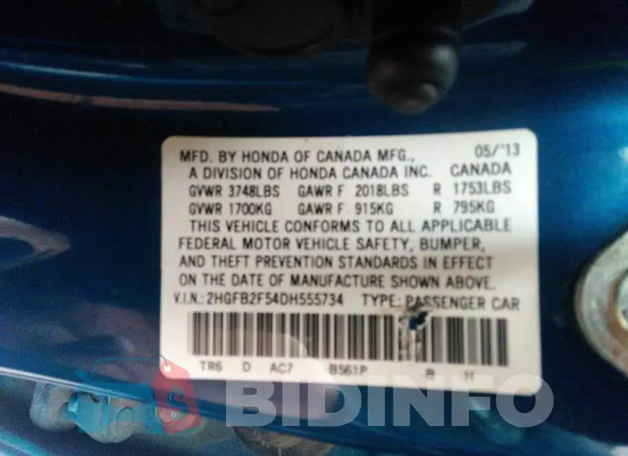 2HGFB2F54DH555734 Photo# 9