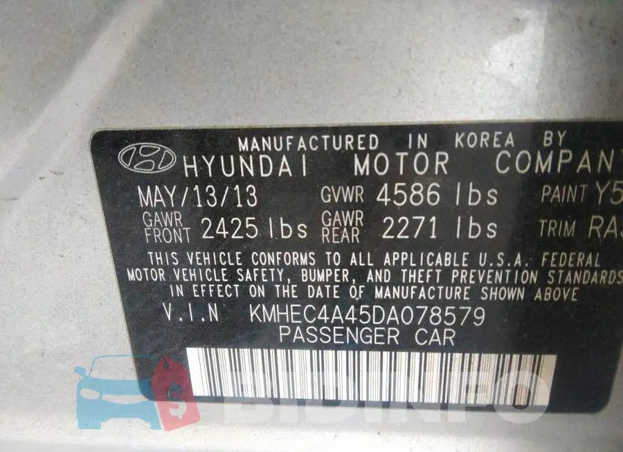 KMHEC4A45DA078579 Photo# 9