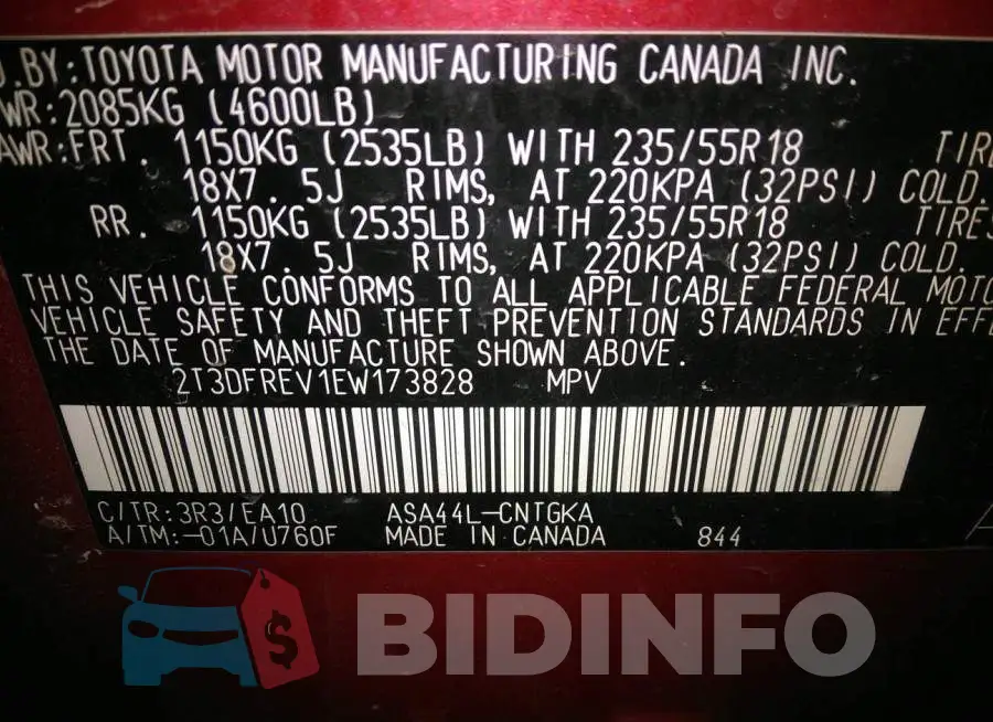 2T3DFREV1EW173828 Photo# 9
