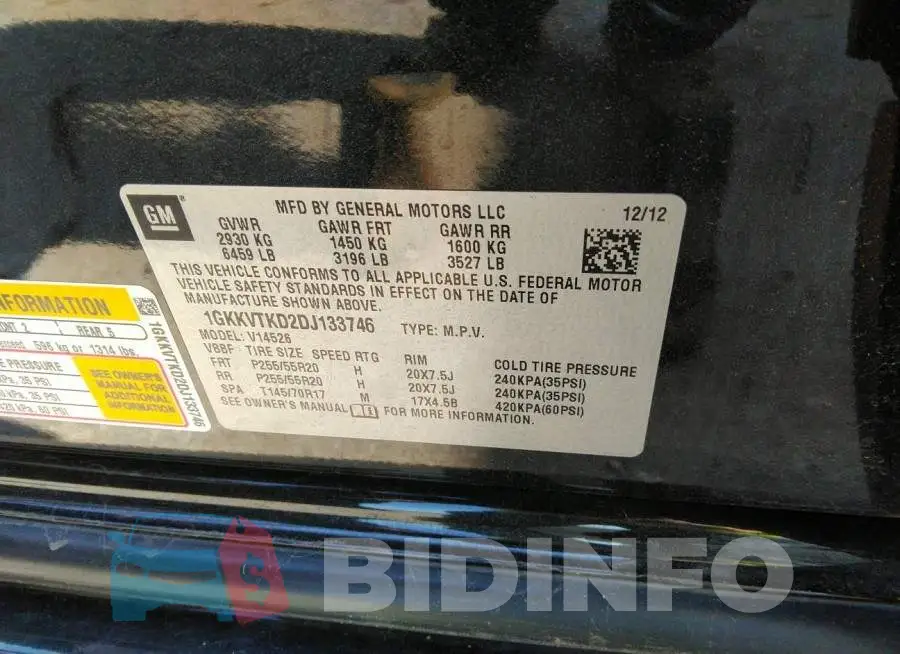 1GKKVTKD2DJ133746 Photo# 9