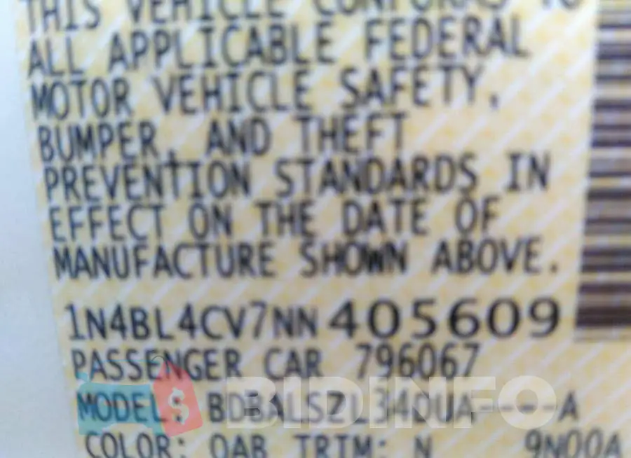 1N4BL4CV7NN405609 Photo# 9