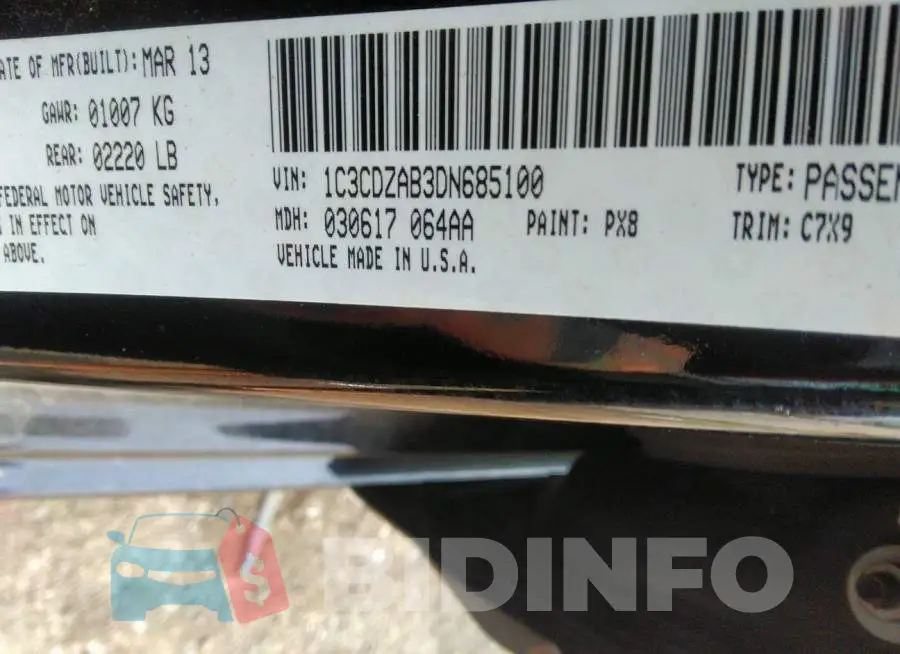 1C3CDZAB3DN685100 Photo# 9
