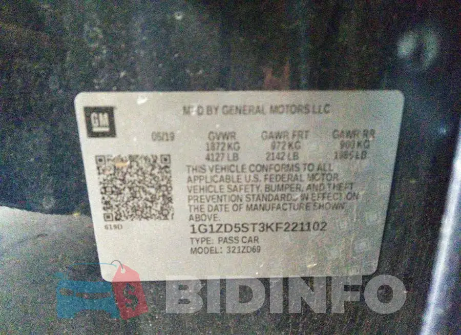 1G1ZD5ST3KF221102 Photo# 9