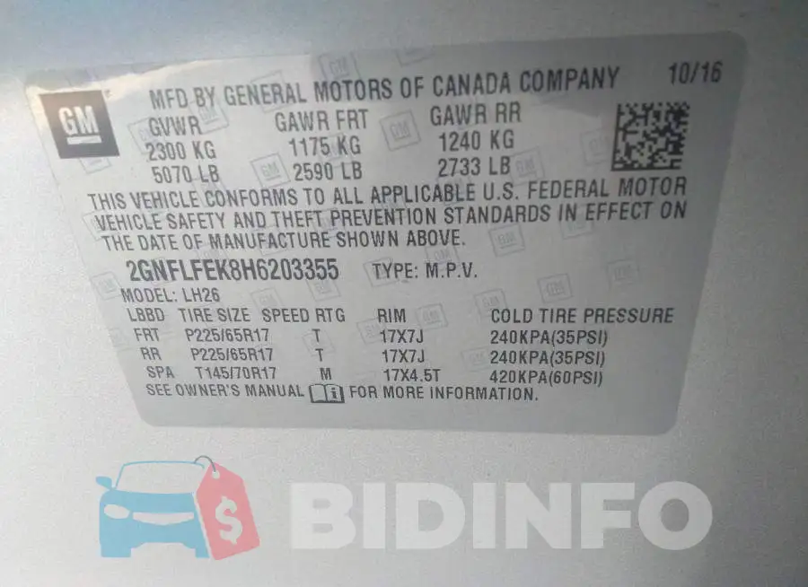 2GNFLFEK8H6203355 Photo# 9
