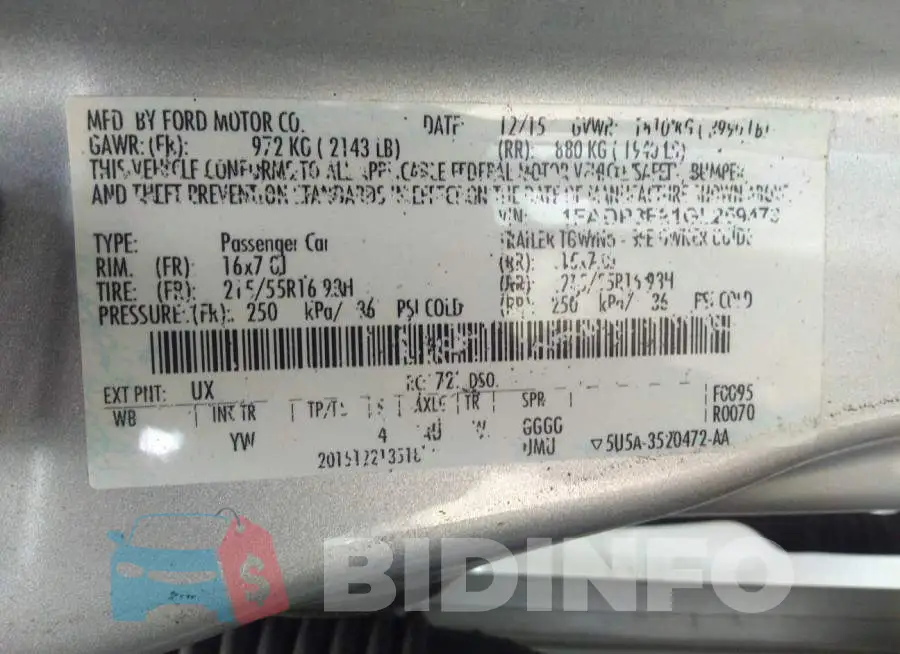 1FADP3F21GL259473 Photo# 9