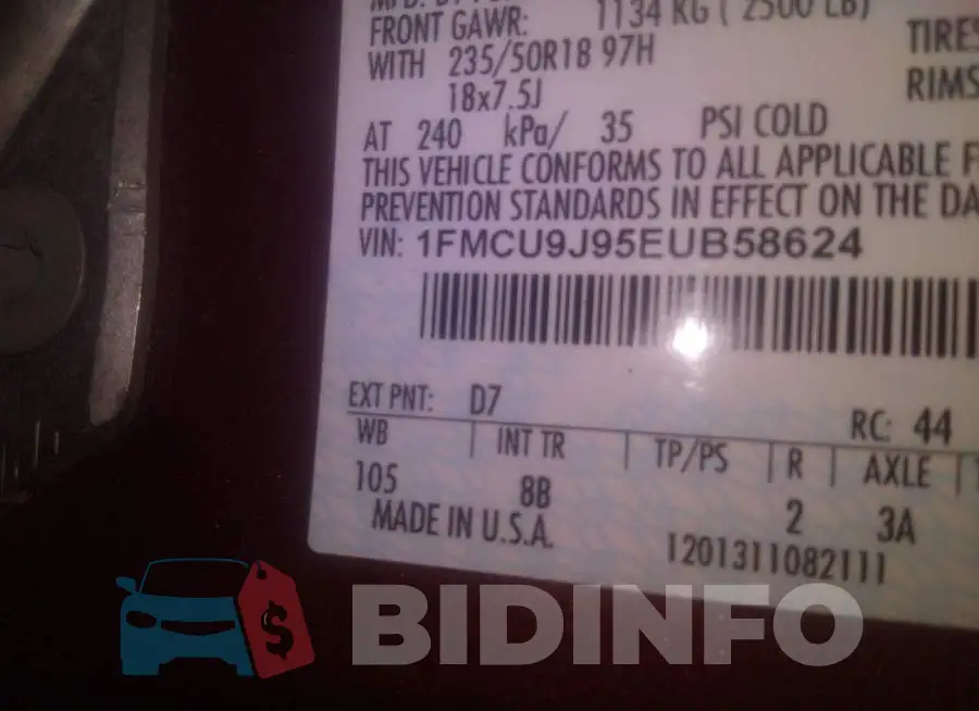 1FMCU9J95EUB58624 Photo# 9