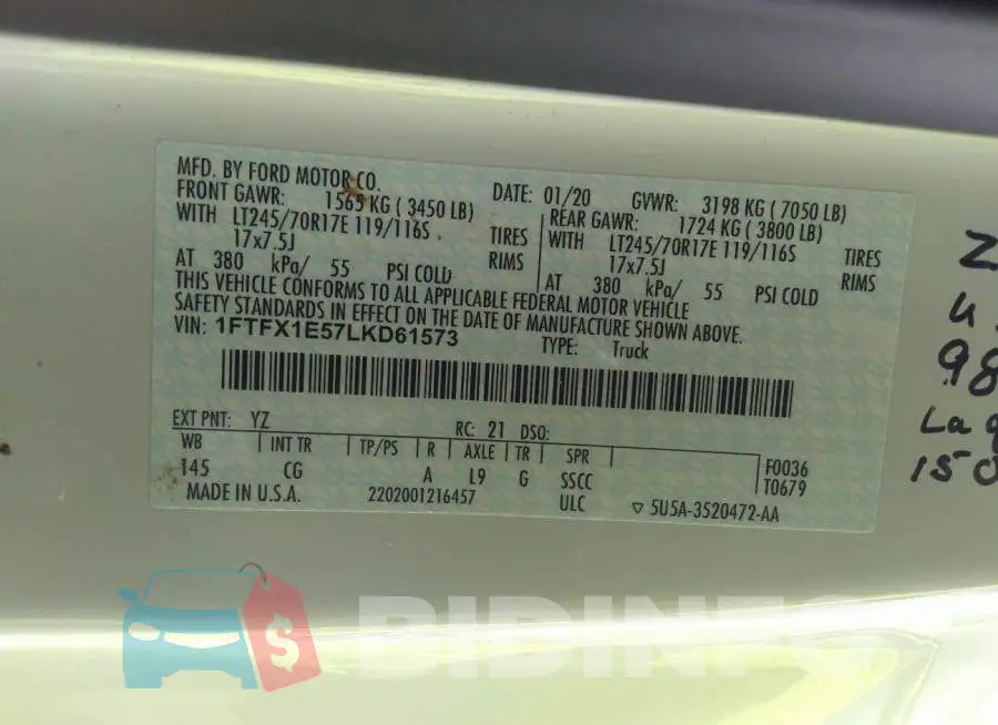 1FTFX1E57LKD61573 Photo# 9