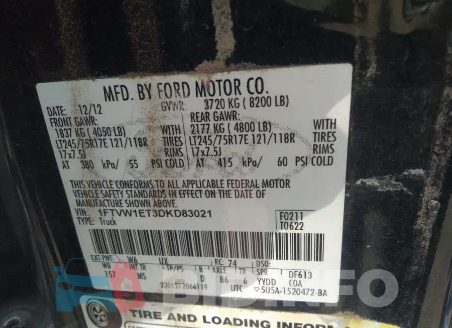 1FTVW1ET3DKD83021 Photo# 9