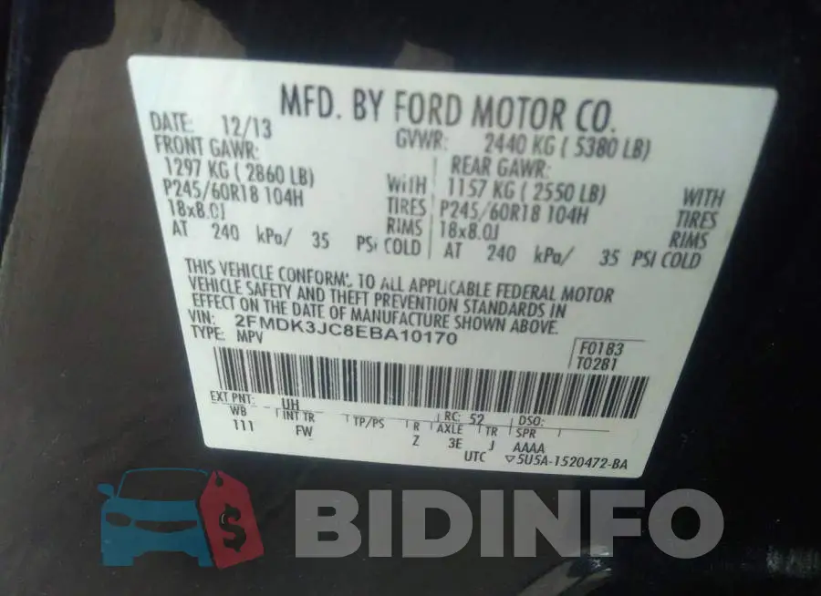 2FMDK3JC8EBA10170 Photo# 9