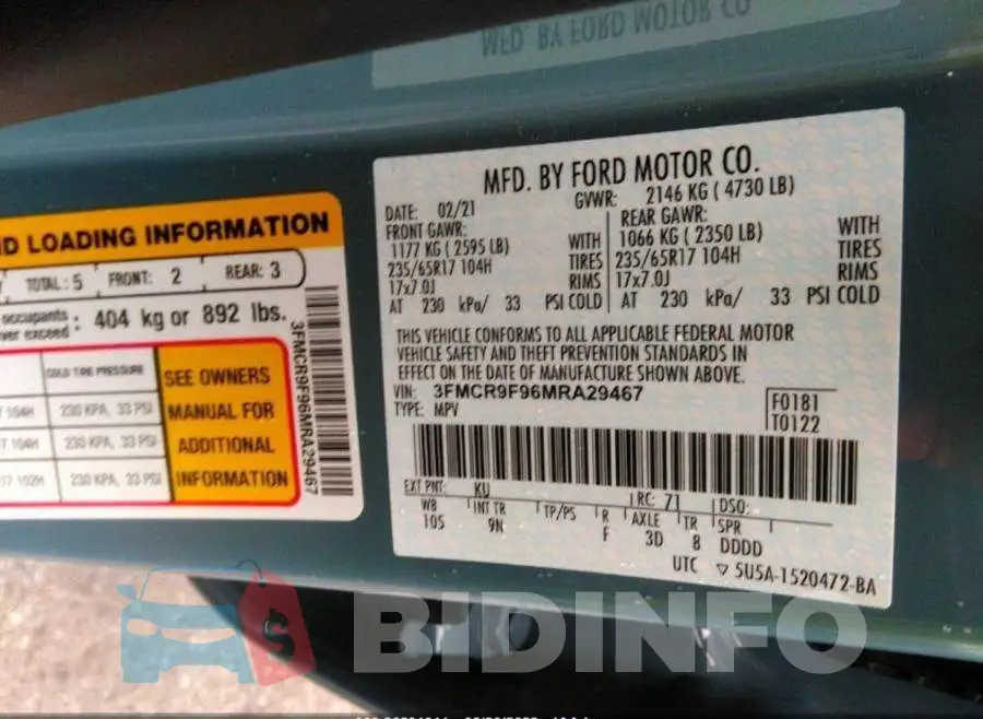 3FMCR9F96MRA29467 Photo# 9