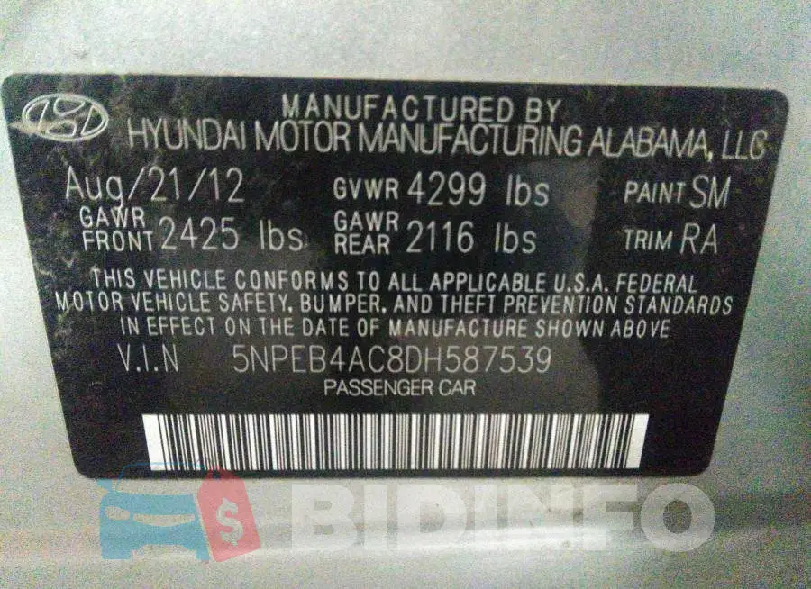 5NPEB4AC8DH587539 Photo# 9