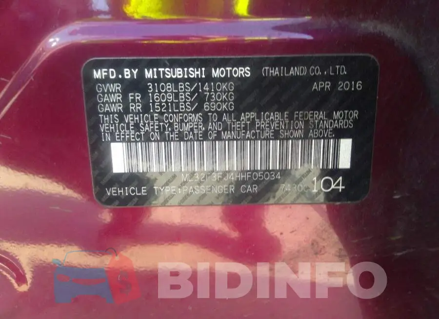ML32F3FJ4HHF05034 Photo# 9