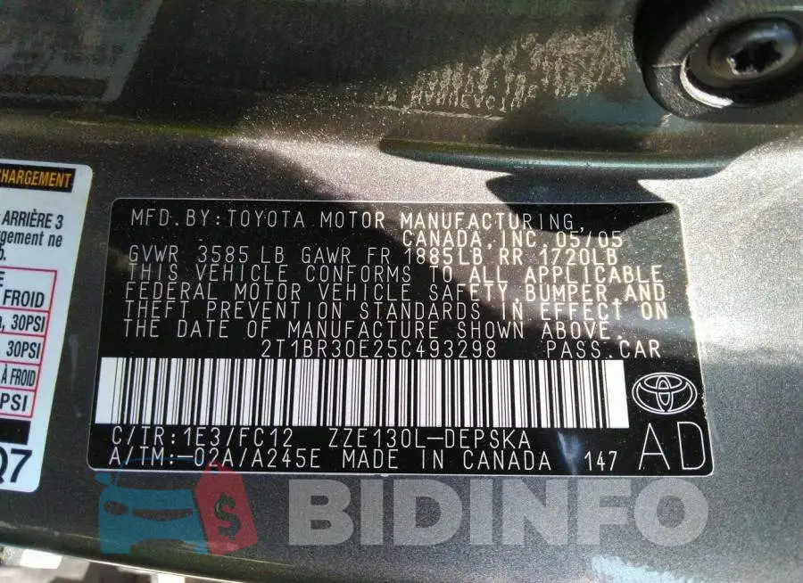 2T1BR30E25C493298 Photo# 9
