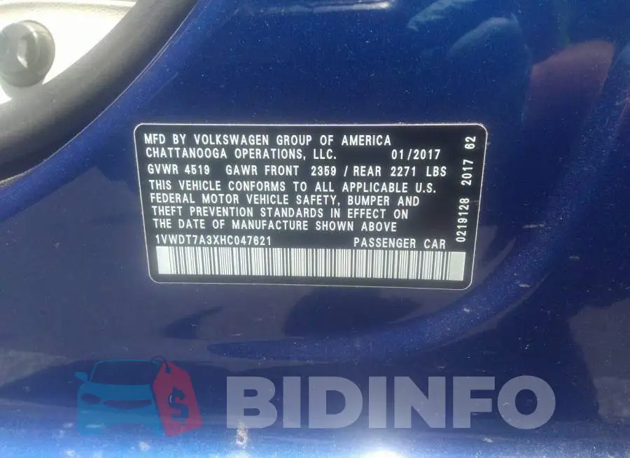 1VWDT7A3XHC047621 Photo# 9