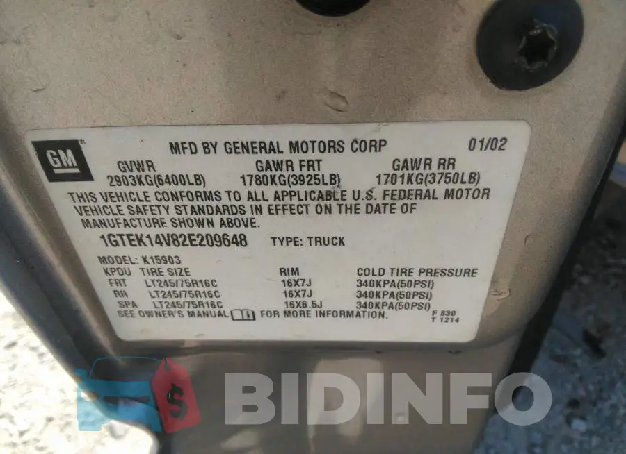 1GTEK14V82E209648 Photo# 9