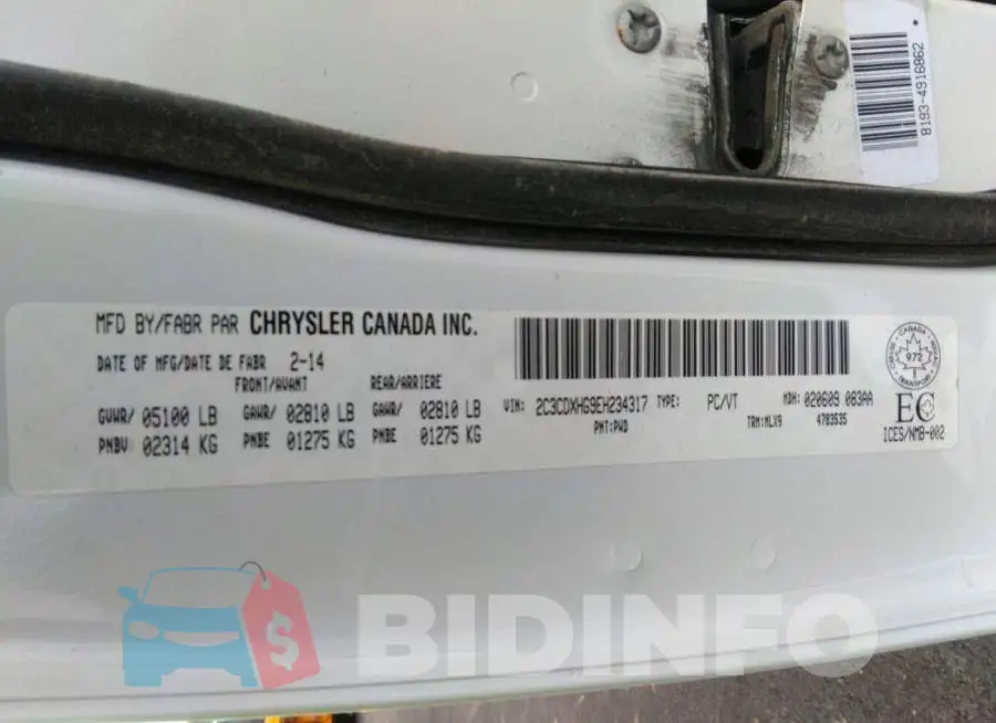 2C3CDXHG9EH234317 Photo# 9