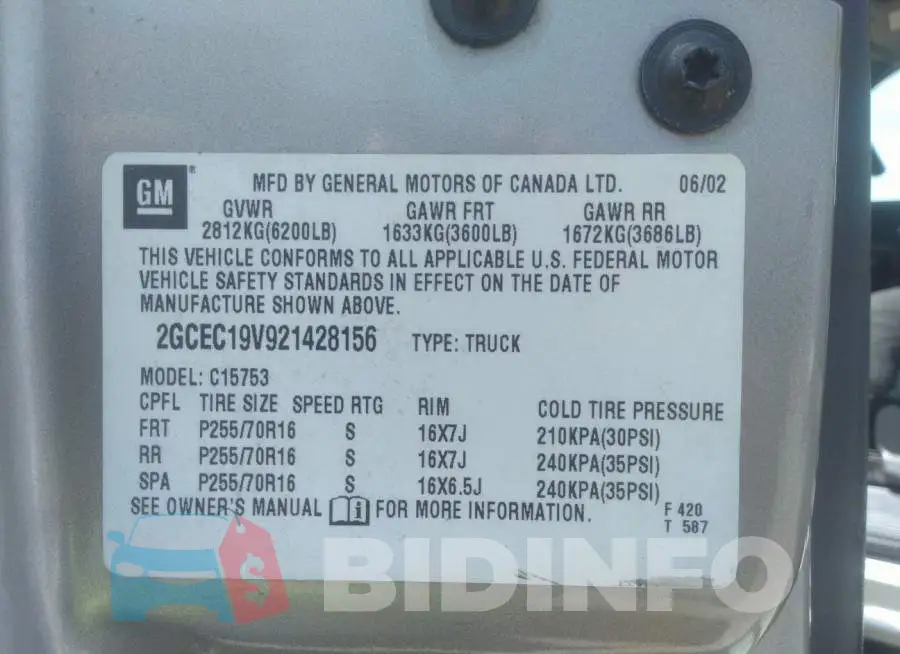 2GCEC19V921428156 Photo# 9