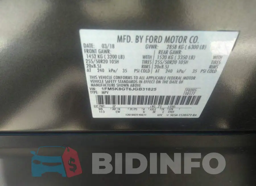 1FM5K8GT6JGB31825 Photo# 9
