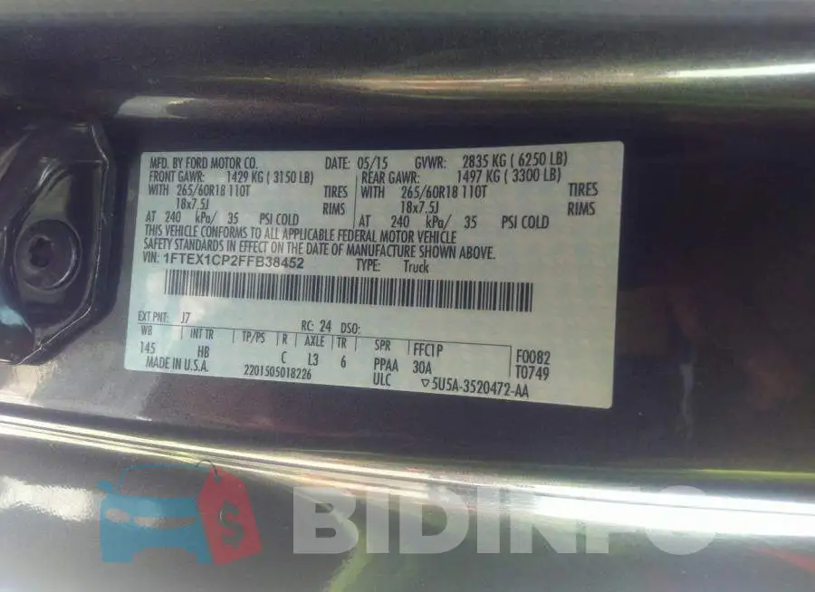1FTEX1CP2FFB38452 Photo# 9