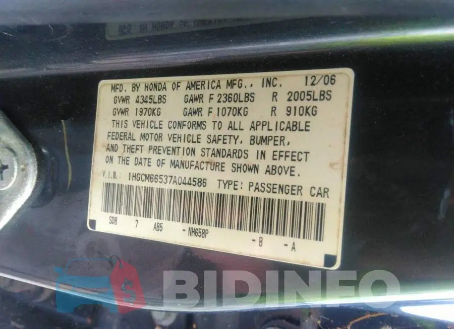 1HGCM66537A044586 Photo# 9