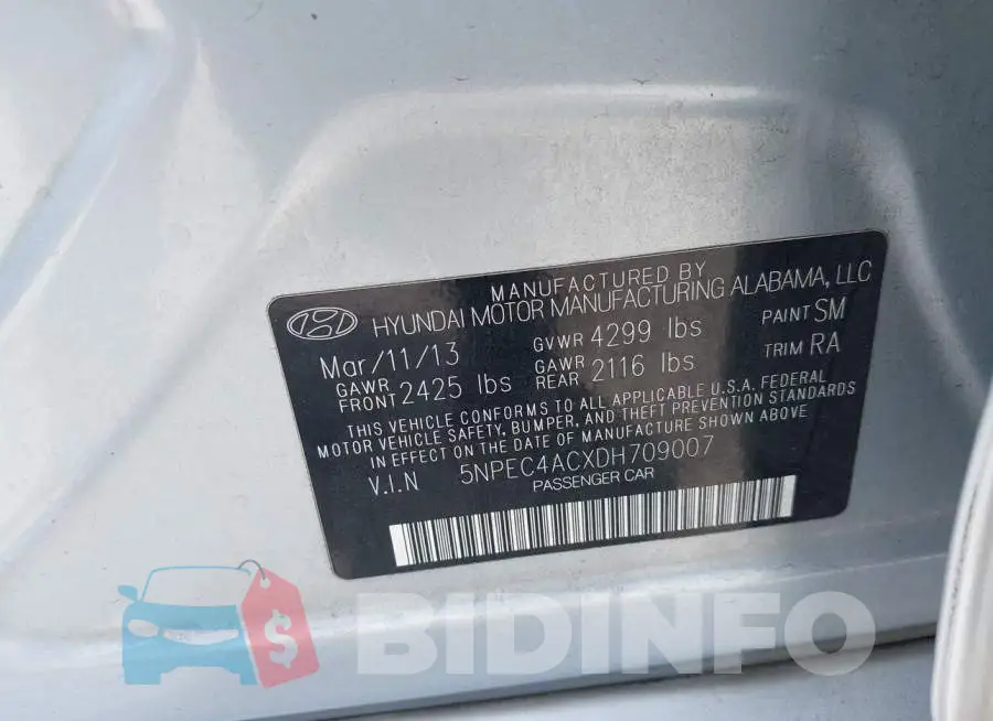 5NPEC4ACXDH709007 Photo# 9