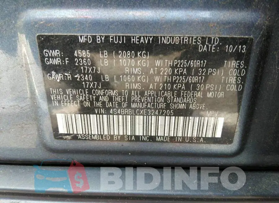 4S4BRBLCXE3247205 Photo# 9