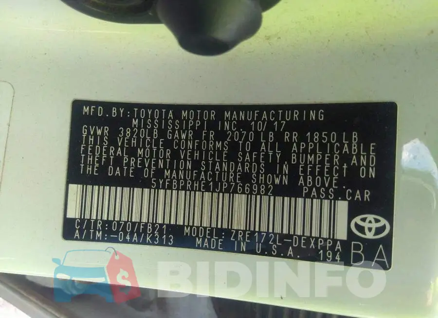 5YFBPRHE1JP766982 Photo# 9