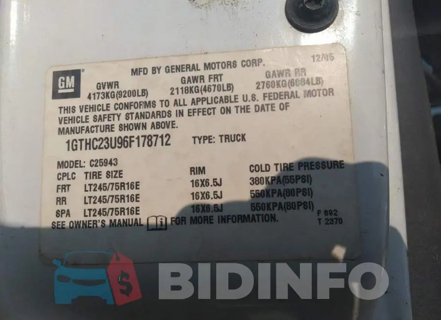 1GTHC23U96F178712 Photo# 9