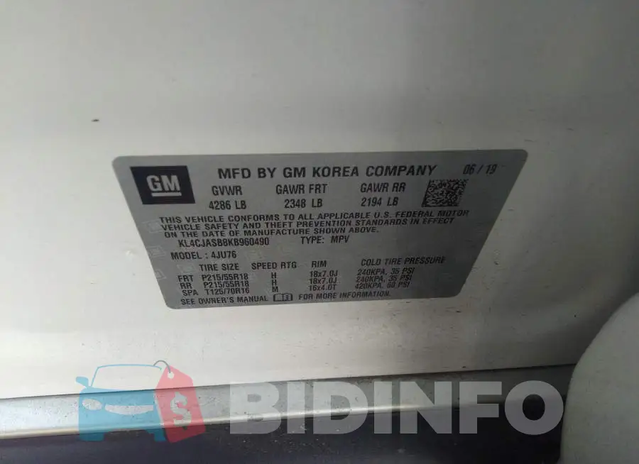 KL4CJASB8KB960490 Photo# 9