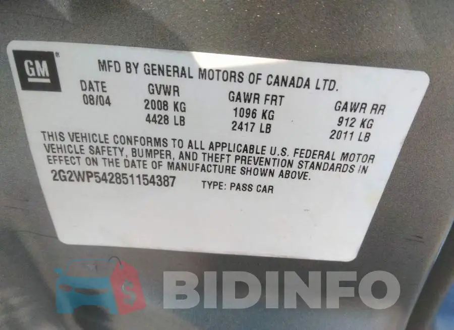 2G2WP542851154387 Photo# 9