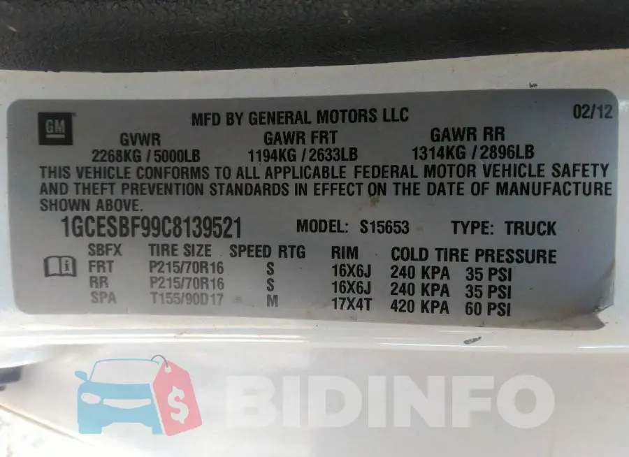 1GCESBF99C8139521 Photo# 9